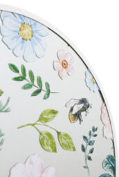 Mirroroutlet The Typis White Metal Edged Circular Wall Mirror With Colour Flower Decals 80Cm - thumbnail 3