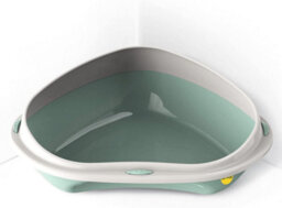 Cat Centre.Direct Cat Centre Large Corner Open Litter Tray With Detachable No-Spilling Rim Green - thumbnail 5