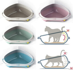 Cat Centre.Direct Cat Centre Large Corner Open Litter Tray With Detachable No-Spilling Rim Green - thumbnail 7