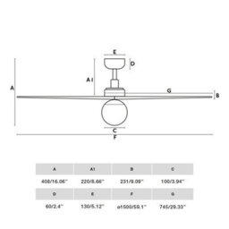 Luminosa Lighting Luminosa Klim Large Smart Ceiling Fan Black, Pine Blades, E27 Light - thumbnail 3