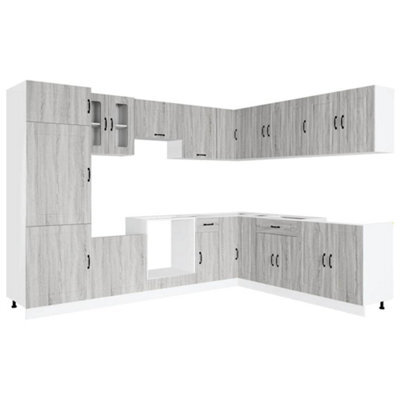 Berkfield Elegant 14 Piece Kitchen Cabinet Set Kalmar Grey Sonoma Engineered Wood