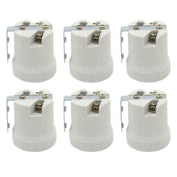 6 Pack E27 Bulb Holder Edison Screw White Ceramic Porcelain Lamp Holder For Table Lamp E27 60W Plain Lamp Holder Socket Uk - thumbnail 1