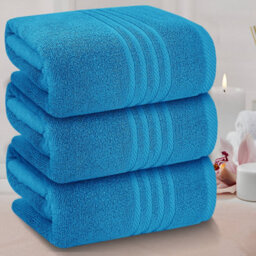 Casabella Towels 3 Pack Bath Sheets Large Bath Towel 80X140 Cm 100% Zero-Twist Cotton Highly Absorbent Towels Teal - thumbnail 2