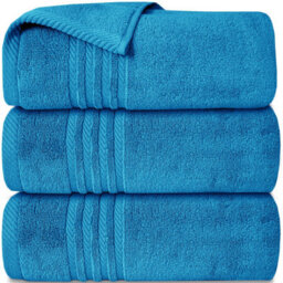 Casabella Towels 3 Pack Bath Sheets Large Bath Towel 80X140 Cm 100% Zero-Twist Cotton Highly Absorbent Towels Teal - thumbnail 1