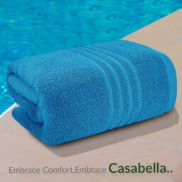 Casabella Towels 3 Pack Bath Sheets Large Bath Towel 80X140 Cm 100% Zero-Twist Cotton Highly Absorbent Towels Teal - thumbnail 3