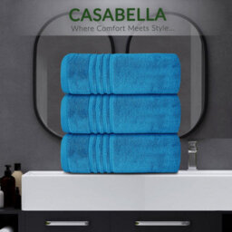 Casabella Towels 3 Pack Bath Sheets Large Bath Towel 80X140 Cm 100% Zero-Twist Cotton Highly Absorbent Towels Teal - thumbnail 7