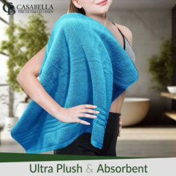 Casabella Towels 3 Pack Bath Sheets Large Bath Towel 80X140 Cm 100% Zero-Twist Cotton Highly Absorbent Towels Teal - thumbnail 9