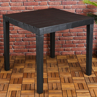 Urbn-Living Urbnliving 72Cm Height Large Square Garden Slatted Plastic Table Patio Deck Outdoor Furniture Black - image 1