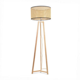 Valuelights Lottie Natural Wood Tripod Floor Lamp With Natural Woven Rattan Shade - Led Bulb Included - thumbnail 2