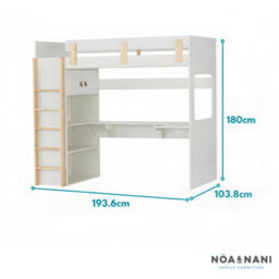 Nöa & Nani Noa & Nani High Sleeper Cabin Bed With Built In Desk And Storage In White Nells - thumbnail 4