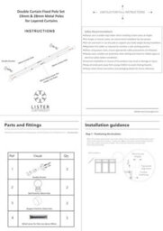 Lister Cartwright Double Curtain Fixed Pole Set With White Ball Finials - 19mm And 28mm Metal Poles(200 Cm) - thumbnail 7