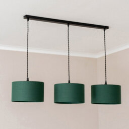 Valuelights Reni Forest Green Drum Shade 3 Drop Bar Matte Black Diner Ceiling Pendant Light - thumbnail 5