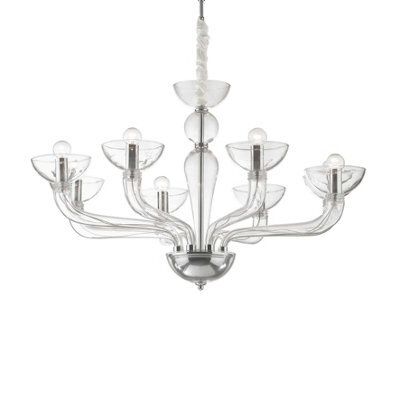 Ideal Lux Luminosa Casanova 8 Light Multi Arm Chandelier Clear Glass, E14