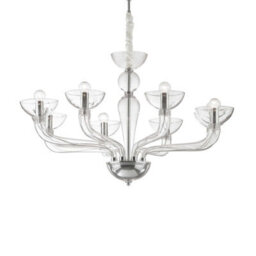 Ideal Lux Luminosa Casanova 8 Light Multi Arm Chandelier Clear Glass, E14