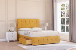 "Sloomy Cambridge Mustard Plush Divan Bed Set 4 Drawers - 54"" Floor Standing & 12"" Footboard 5' King" - thumbnail 2