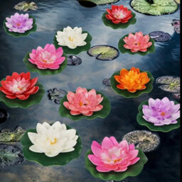 6 Pcs Golden Years Artificial Lotus Flower Floating Water Fake Plant For Pool Pond Garden Decor - thumbnail 3