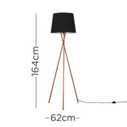 Valuelights Camden Copper Tripod Floor Lamp With Black Tapered Shade - thumbnail 9