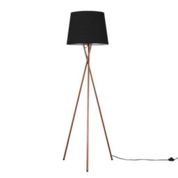 Valuelights Camden Copper Tripod Floor Lamp With Black Tapered Shade - thumbnail 3