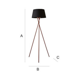 Valuelights Camden Copper Tripod Floor Lamp With Black Tapered Shade - thumbnail 7