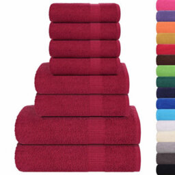 Berkfield 8 Piece Towel Set Bordeaux 360 Gsm 100% Cotton - thumbnail 2