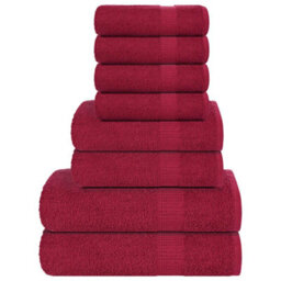 Berkfield 8 Piece Towel Set Bordeaux 360 Gsm 100% Cotton - thumbnail 1
