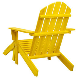 Walplus Garden Adirondack Chair With Ottoman Solid Fir Wood Yellow - thumbnail 4