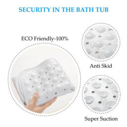 Ameha White Shower Mat Non Slip Anti Mould - 53X53Cm Square Rubber Bath Mat For Inside Shower With Strong Suction Cups Grip - thumbnail 5