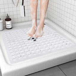 Ameha White Shower Mat Non Slip Anti Mould - 53X53Cm Square Rubber Bath Mat For Inside Shower With Strong Suction Cups Grip - thumbnail 2