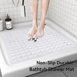 Ameha White Shower Mat Non Slip Anti Mould - 53X53Cm Square Rubber Bath Mat For Inside Shower With Strong Suction Cups Grip - thumbnail 1