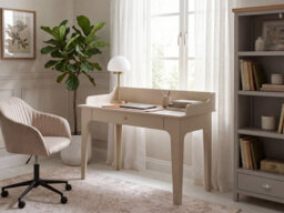 Beliani Home Office Desk Montira 118 Cm 60 Cm Light Beige - thumbnail 2