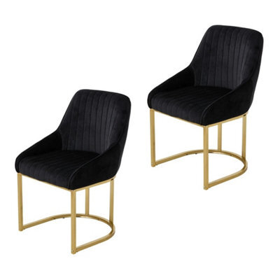 2Pcs Velvet Upholstered Dining Chairs Padded Seat Kitchen Dining Room Furniture - image 1