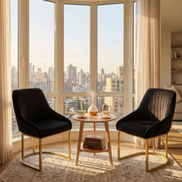 2Pcs Velvet Upholstered Dining Chairs Padded Seat Kitchen Dining Room Furniture - thumbnail 3