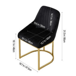 2Pcs Velvet Upholstered Dining Chairs Padded Seat Kitchen Dining Room Furniture - thumbnail 2