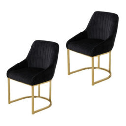 2Pcs Velvet Upholstered Dining Chairs Padded Seat Kitchen Dining Room Furniture - thumbnail 1