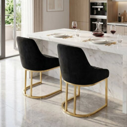 2Pcs Velvet Upholstered Dining Chairs Padded Seat Kitchen Dining Room Furniture - thumbnail 5
