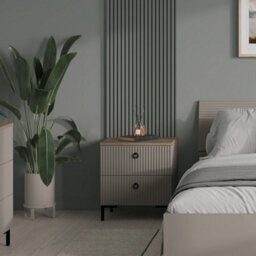 Heze Furniture Bella 2 Drawers Modern Loft Style Bedside Cabinet - thumbnail 5