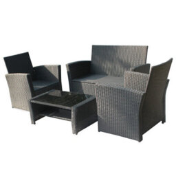 Birchtree Rattan Garden Furniture Set Sofa Armchair Glass Coffee Table 4 Seater Cushion Outdoor Patio Conservatory Rfs02 Black - thumbnail 5