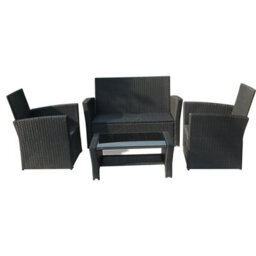 Birchtree Rattan Garden Furniture Set Sofa Armchair Glass Coffee Table 4 Seater Cushion Outdoor Patio Conservatory Rfs02 Black - thumbnail 4