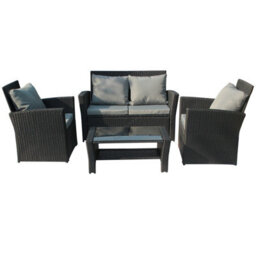 Birchtree Rattan Garden Furniture Set Sofa Armchair Glass Coffee Table 4 Seater Cushion Outdoor Patio Conservatory Rfs02 Black - thumbnail 3