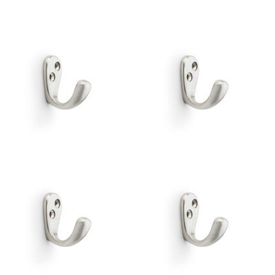Loops 4 Pack - Solid Brass Victorian Single Robe Coat Hook - Wall Mounted Holder Satin Nickel - image 1
