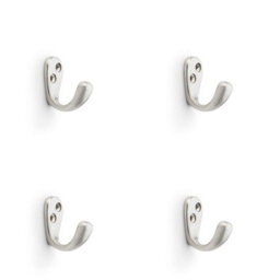 Loops 4 Pack - Solid Brass Victorian Single Robe Coat Hook - Wall Mounted Holder Satin Nickel - thumbnail 1