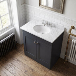 Balterley Swynnerton Traditional 2 Door Floor Standing Vanity Unit With Marble Basin, Dark Grey, 800mm - thumbnail 3