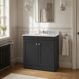 Balterley Swynnerton Traditional 2 Door Floor Standing Vanity Unit With Marble Basin, Dark Grey, 800mm - thumbnail 4