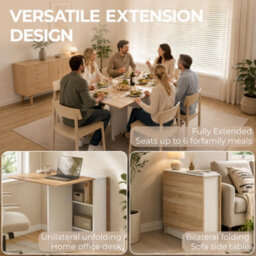 Homcom Rolling Drop Leaf Dining Table, Folding Kitchen Table With Shelves - thumbnail 4