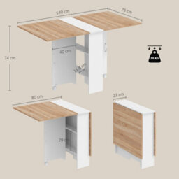 Homcom Rolling Drop Leaf Dining Table, Folding Kitchen Table With Shelves - thumbnail 3