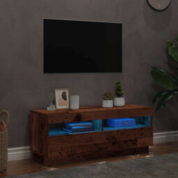 Walplus Tv Cabinet With Led Lights Old Wood 100X35X40 Cm Engineered Wood - thumbnail 3