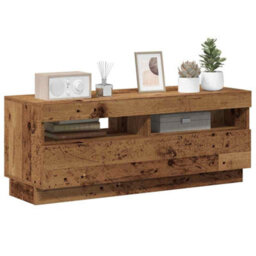 Walplus Tv Cabinet With Led Lights Old Wood 100X35X40 Cm Engineered Wood - thumbnail 5