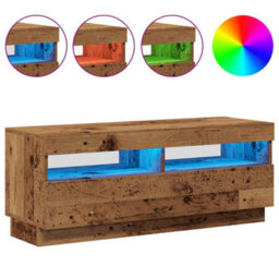 Walplus Tv Cabinet With Led Lights Old Wood 100X35X40 Cm Engineered Wood - thumbnail 4