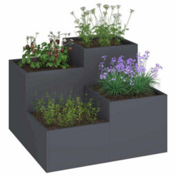 Berkfield Modern Garden Planter Anthracite 100 X 100 X 60 Cm Steel - thumbnail 3
