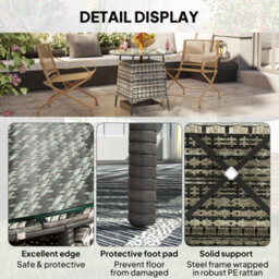 Outsunny Patio Furniture Rattan Garden Table With Umbrella Hole, Grey - thumbnail 7